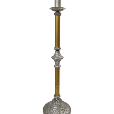 Arts and Crafts Two Tone Aluminum and Brass Art Deco Floor Standing Candelabra 