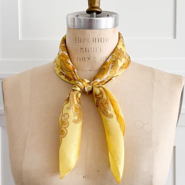 Vintage Scarf Liberty of London Scarf Square Neckerchief Vintage Boho Headscarf Yellow Brown Paisley Neck Scarf for Handbag Scarf Hair Tie 