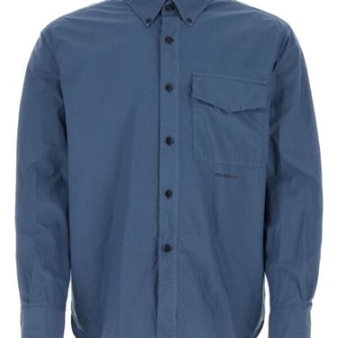 Stone Island Man Air Force Blue Poplin Shirt