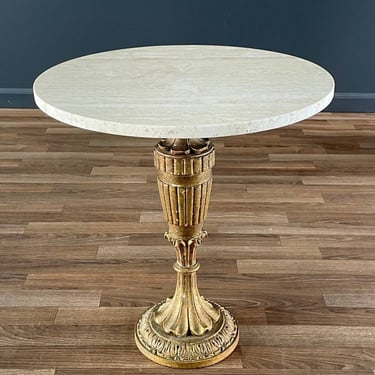 Vintage Italian Neoclassical Gilt-Wood Pedestal Side Table, c.1960’s 