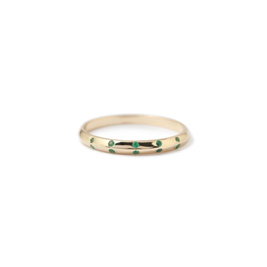 Emerald Double Side Flush Set Stacking Ring - Melissa Joy Manning Residency