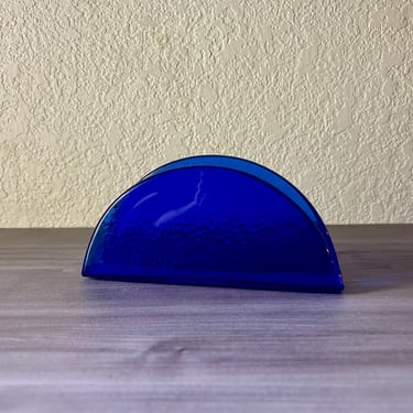 Vintage Cobalt Blue Glass Napkin holder, Letter holder, Mail holder, Williams Sonoma, Grande Cuisine, Made in Italy, Glass Letter Holder 