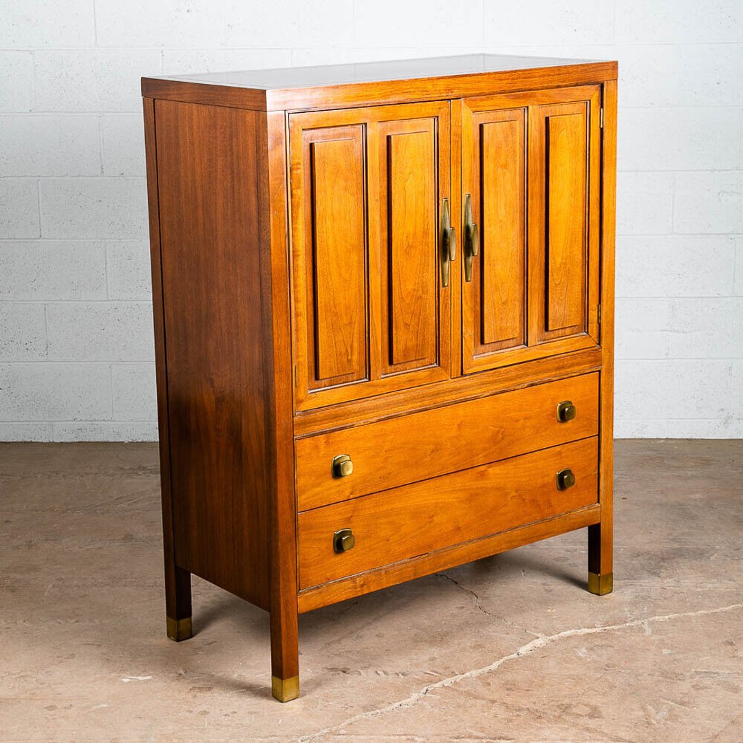 Mid Century Modern Dresser Highboy 4 Drawer Stanley Walnut Broyhill