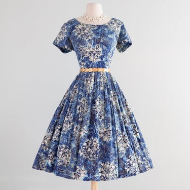 Fabulous 1950's Alfred Shaheen Hawaiian Cotton Summer Dress / Medium