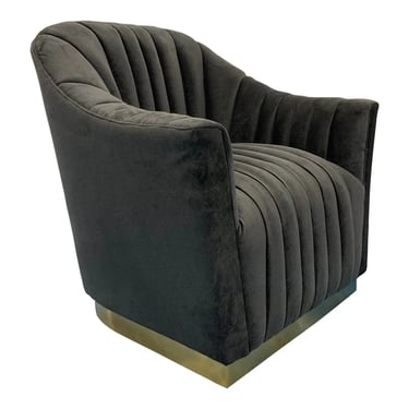 Modern Gray Microfiber Channeled Club Chair
