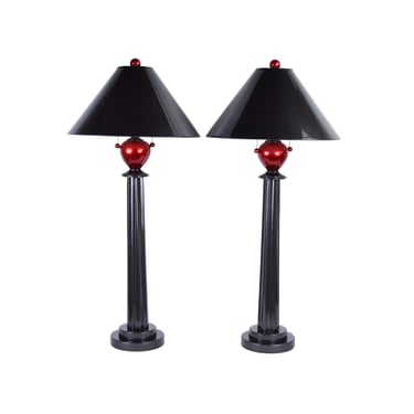 Pair 1980’s Memphis Design Style Table Lamps by Lang Levin Studios 