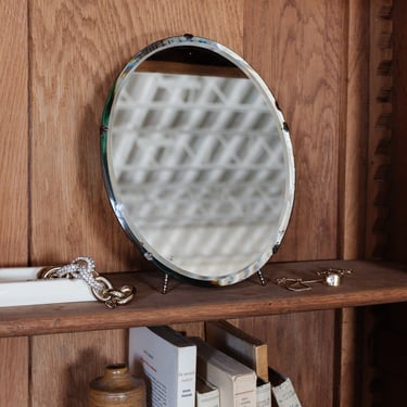 antique french beveled glass shaving mirror