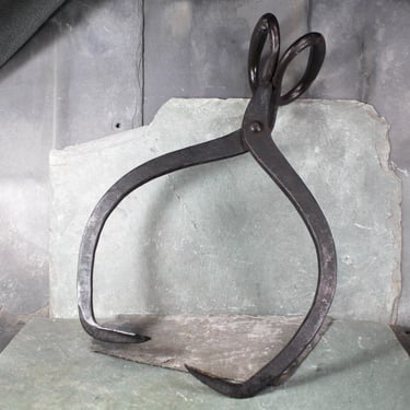 Antique Large Wrought Iron Tongs | Heavy Iron Ice/Hay Tongs | Rustic Decor | Antique Tools | Bixley Shop 