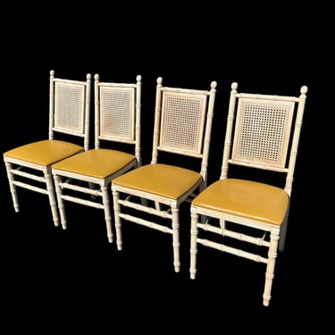 Great set of four vintage Stakmore faux bamboo folding chairs 