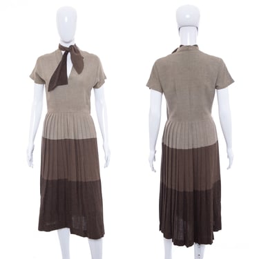 1940's Parklane Juniors Tri-tone Color-block Midi Dress Size S