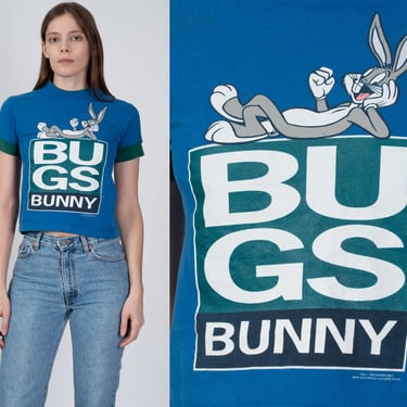 90s Bugs Bunny Crop Top T Shirt - XXS | Vintage Looney Tunes Cartoon Graphic Tee 