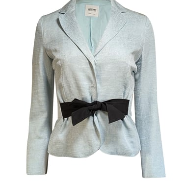 Moschino Cheap & Chic - Light Blue Textured Blazer w/ Black Waist Sash Sz S