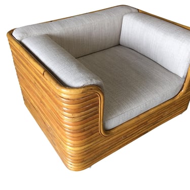 Rare Full Stacked Rattan Lowboy Lounge Chair 