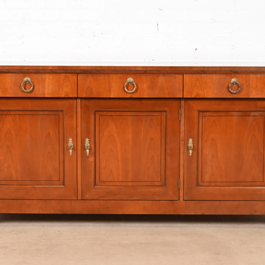 Baker Furniture French Empire Cherry Wood and Parcel Ebonized Sideboard or Bar Cabinet