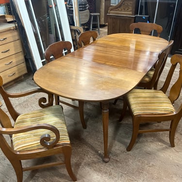 Vintage Wood Dinning Table With 6 Chairs and Extension 81” X 38” X 29.5”