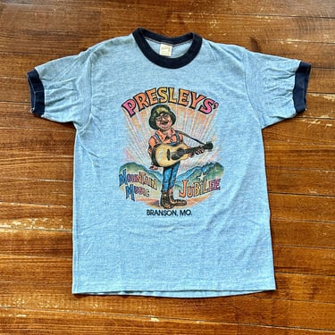 Vintage T Shirt Branson Missouri Ringer T 1970s 1980s Fashion Presleys Mountain Music Sportswear 
