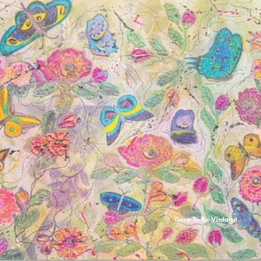 Butterflies Floral Decoupage Tissue Paper ~ Art Journals, Mixed Media ~  Floral Decoupage Paper ~ Painted Furniture ~ Art Paper DIY Project 