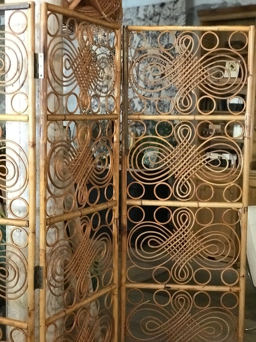 Midcentury Rattan Screen/Divider | Chartreuse & Co. | Frederick, MD