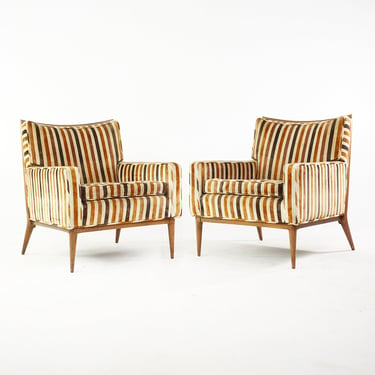Paul McCobb for Calvin Mid Century Walnut Lounge Chairs - A Pair - mcm 