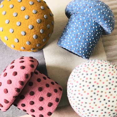 Dotted Wool Fabric Samples for Mushroom Ottomans 