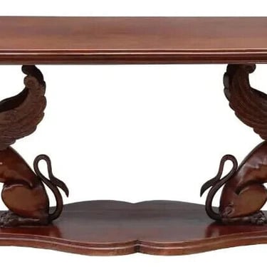 EMPIRE STYLE CARVED MAHOGANY WINGED GRIFFINS TABLE