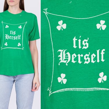 Vintage Ireland "Tis Herself" T Shirt - Women's Medium | Vintage Green Irish Graphic Tourist Tee 