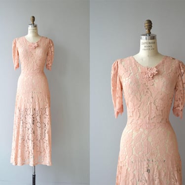 Joulette gown | vintage 1930s lace dress | long 30s dress 