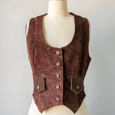 1970s Leather Vest Top Western XS 