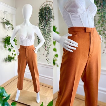 Vintage 1970s LEVI’S Jeans | 70s "Sta-Prest for Gals" Pumpkin Orange High Rise Retro Pants | medium 