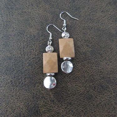 Brown stone and silver earrings 