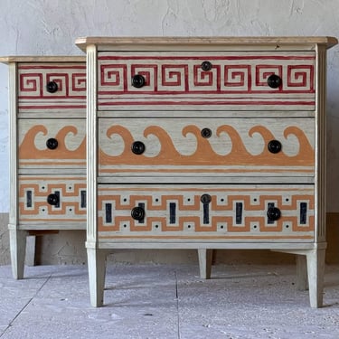 Pair of Gusto Painted Villa Kerylos Swedish Chests