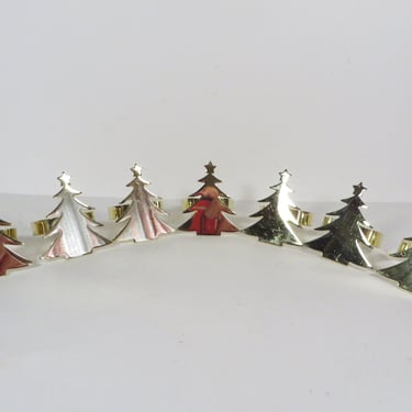 Vintage Brass Christmas Tree Napkin Rings - Set of 6 Brass Christmas Tree Napkin Rings 