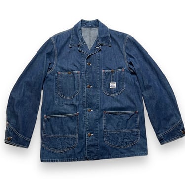 Vintage 1950s MONTGOMERY WARD Powr House Denim Chore Jacket ~ size 42 / L ~ Sanforized ~ Union Made ~ Work Coat ~ Farm / Barn ~ 