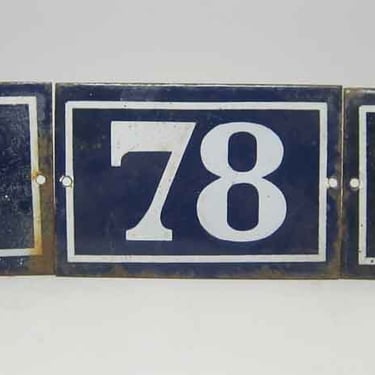 Blue & White Enamel Number 78 Sign