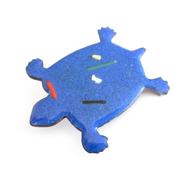 Copper Enamel Turtle Brooch or Pin, Studio Art Turtle, Vintage Necklace, Blue Copper Enamel, Ocean Theme, Beach Lover Gift, Gift for Her 