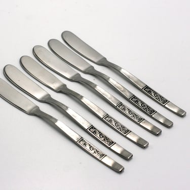 vintage Amefa stainless spreaders Royal Damask set of six made in Holland 