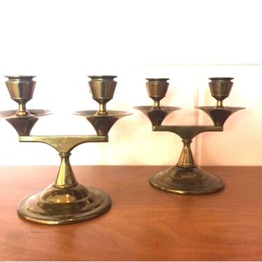 Vintage 1940s Pair of Candleabras by Brass by Blake 