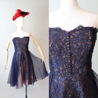 1950s PEGGY HUNT strapless OVERSKIRT dress small  | new spring 