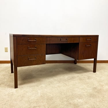 mid century Founders exotic wood executive desk 