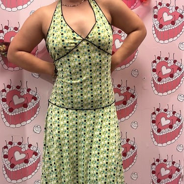 Vintage Max Studios Green Polka Dot Dress