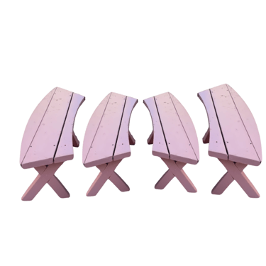 Mauve Pink Semi Circle Wood Benches (4 Available Priced Individually)