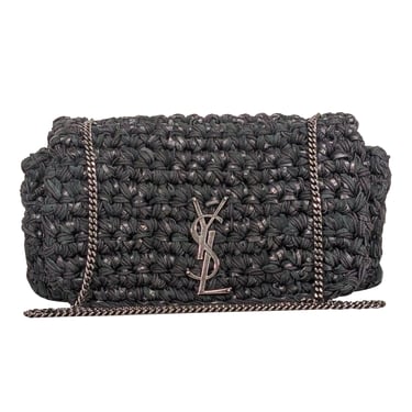 Yves Saint Laurent - Black Raffia Medium "Kate" Crossbody Bag