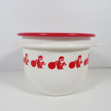 Vintage Santa Claus Tupperware Container - One Touch Tupperware Christmas Candy Storage Container 