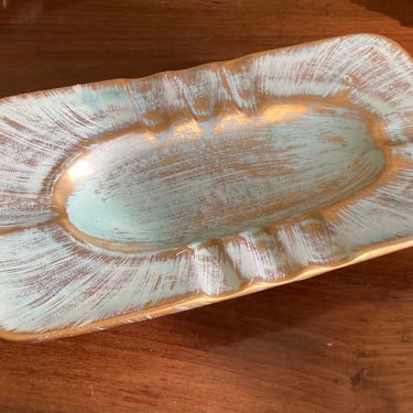 Stangl Gold and Teal Ashtray 