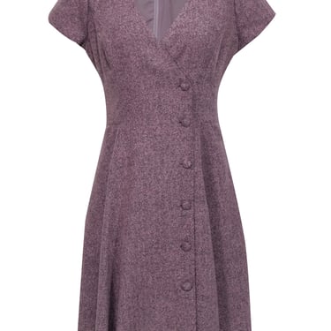 Gal Meets Glam - Lilac Boucle Midi Dress w/ Buttons Sz 10