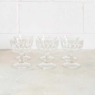 vintage French pressed glass champagne coupes, set of 6