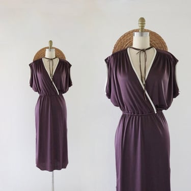 70's plum criss cross dress - s 