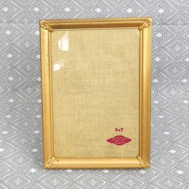 Vintage Picture Frame - Gold Tone Metal w/ Glass - Corner Pieces - Tabletop - Holds 5