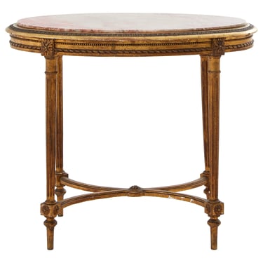 Antique Oval Marble Top Table