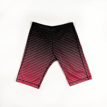 1980s 1990s Pink and Black Op Art Bike Shorts / Swim Shorts / Long Shorts / 80s / Pop Art / Bold Print / Nylon Shorts / Layer / New Wave / 